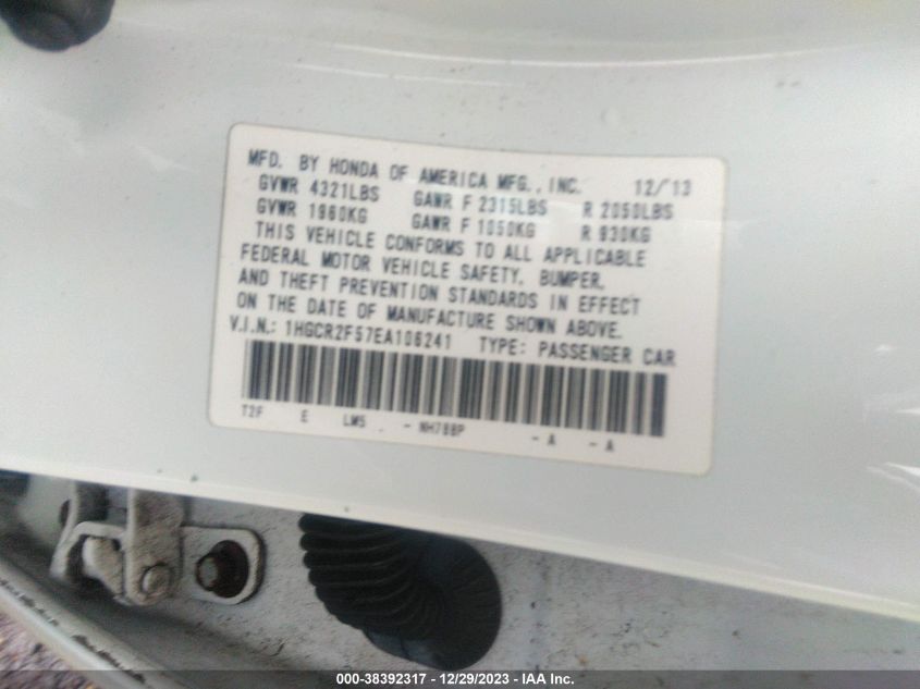 1HGCR2F57EA106241 | 2014 HONDA ACCORD