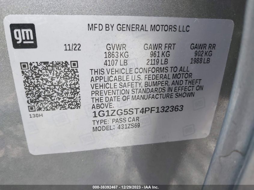 2023 CHEVROLET MALIBU RS - 1G1ZG5ST4PF132363