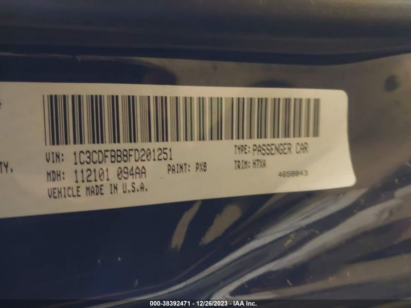 2015 DODGE DART SXT - 1C3CDFBB8FD201251