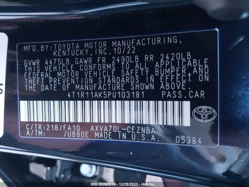 2023 TOYOTA CAMRY LE - 4T1R11AK5PU103181