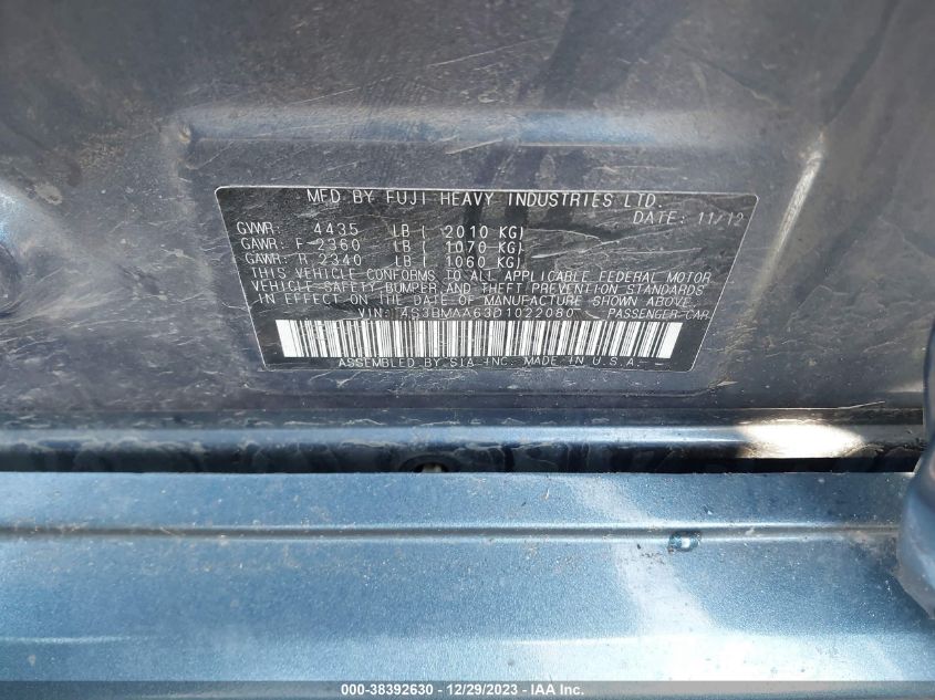 2013 SUBARU LEGACY 2.5I - 4S3BMAA63D1022080