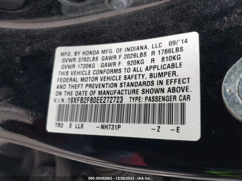 2014 HONDA CIVIC EX - 19XFB2F80EE272723