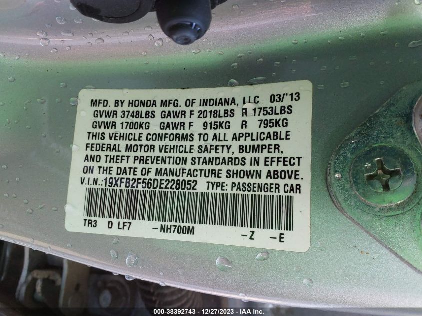 2013 HONDA CIVIC LX - 19XFB2F56DE228052
