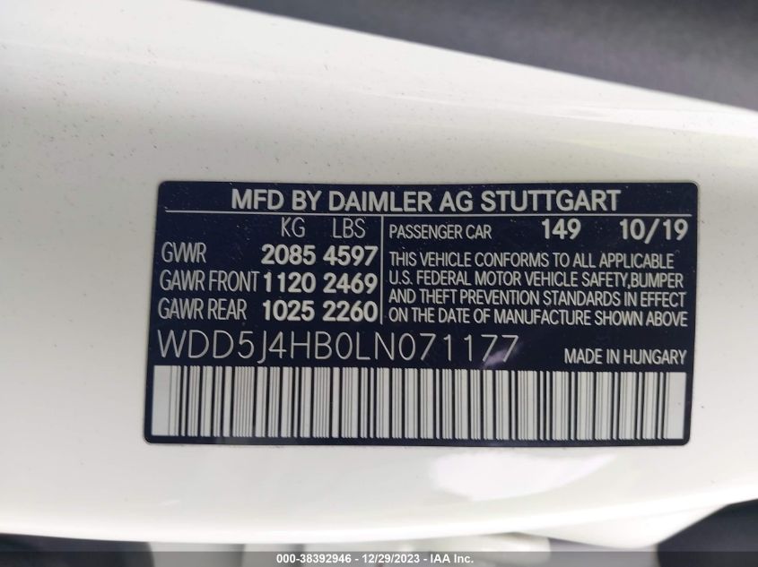 2020 MERCEDES-BENZ CLA 250 4MATIC - WDD5J4HB0LN071177