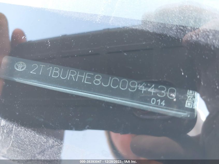 2018 TOYOTA COROLLA L/LE/XLE/SE/XSE - 2T1BURHE8JC094430