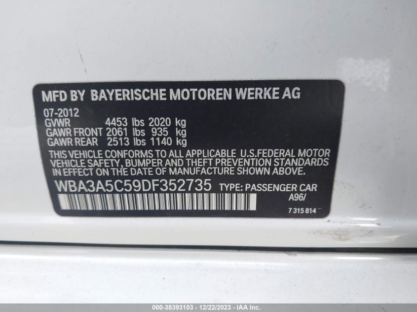 2013 BMW 328I - WBA3A5C59DF352735