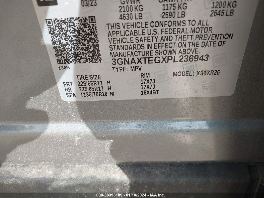 2023 CHEVROLET EQUINOX LT - 3GNAXTEGXPL236943