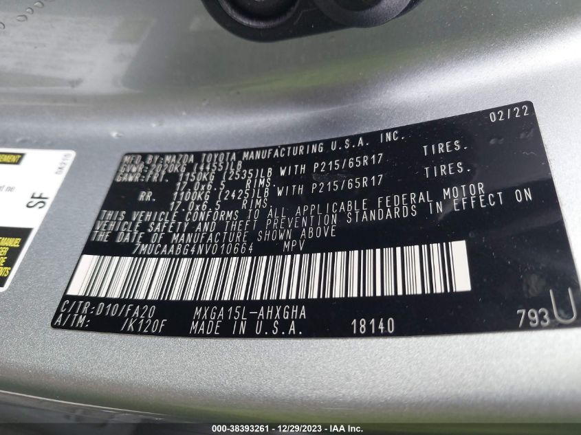 2022 TOYOTA COROLLA CROSS LE - 7MUCAABG4NV010664
