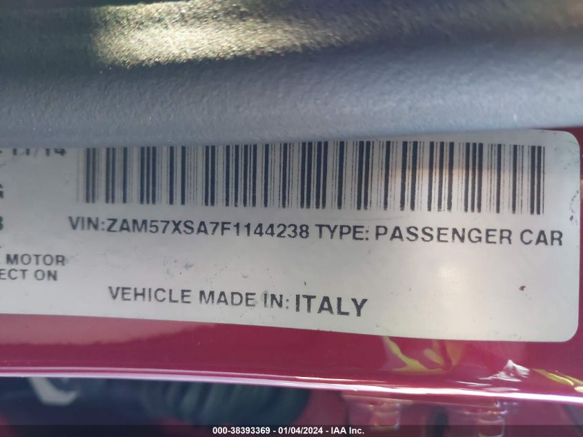 2015 MASERATI GHIBLI - ZAM57XSA7F1144238