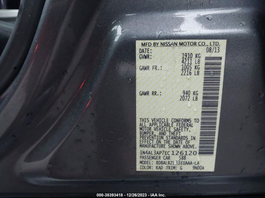 2014 NISSAN ALTIMA 2.5 S - 1N4AL3AP7EC126120