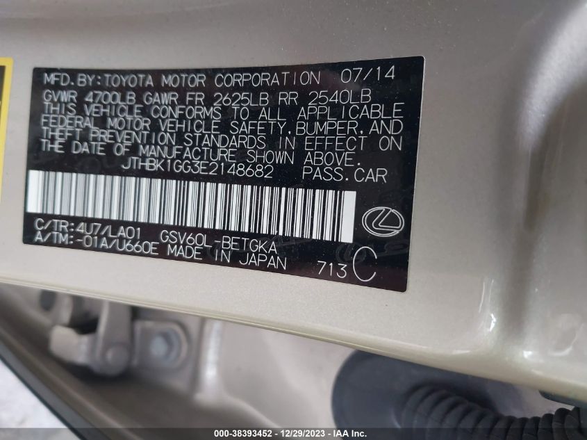 2014 LEXUS ES 350 - JTHBK1GG3E2148682