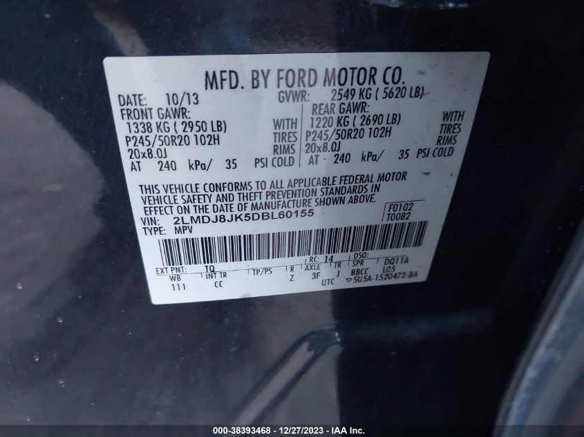 2013 LINCOLN MKX - 2LMDJ8JK5DBL60155