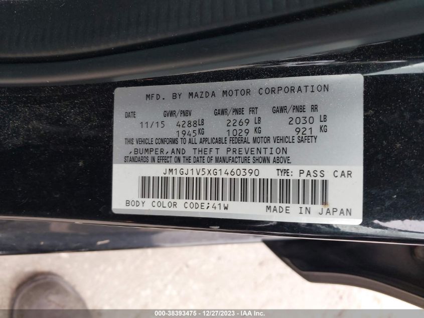 2016 MAZDA MAZDA6 I TOURING - JM1GJ1V5XG1460390