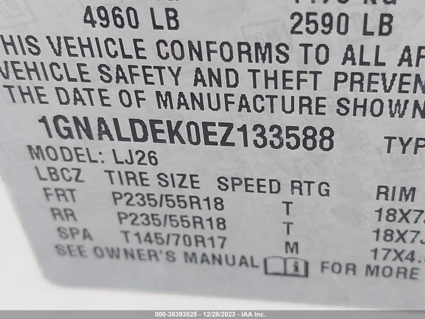2014 CHEVROLET EQUINOX LTZ - 1GNALDEK0EZ133588