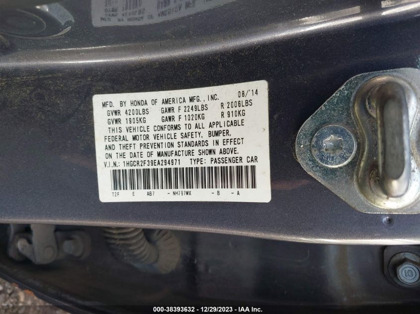 2014 HONDA ACCORD LX - 1HGCR2F39EA294971