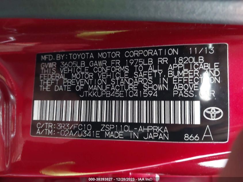 2014 TOYOTA SCION XD JTKKUPB45E1041594