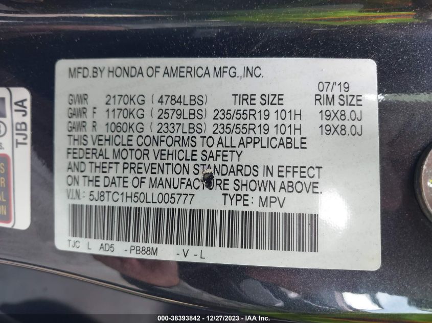 2020 ACURA RDX TECHNOLOGY PACKAGE - 5J8TC1H50LL005777