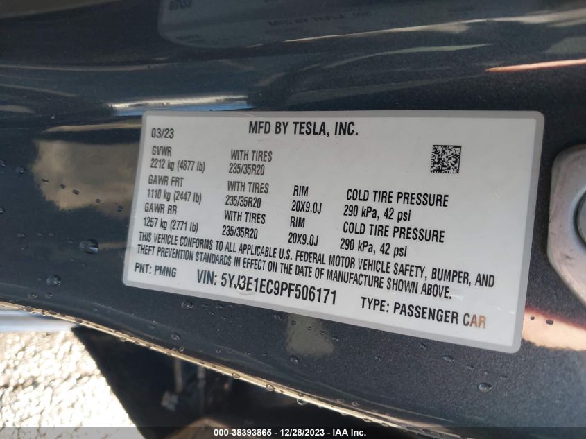 5YJ3E1EC9PF506171 Tesla Model 3 2023. Фото: 8