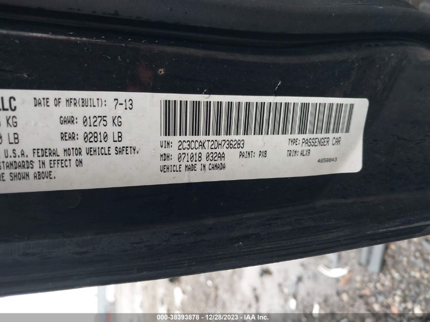 2013 CHRYSLER 300C - 2C3CCAKT2DH736283