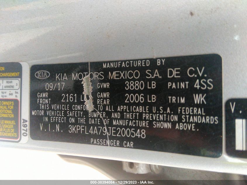 2018 KIA FORTE LX/S - 3KPFL4A79JE200548