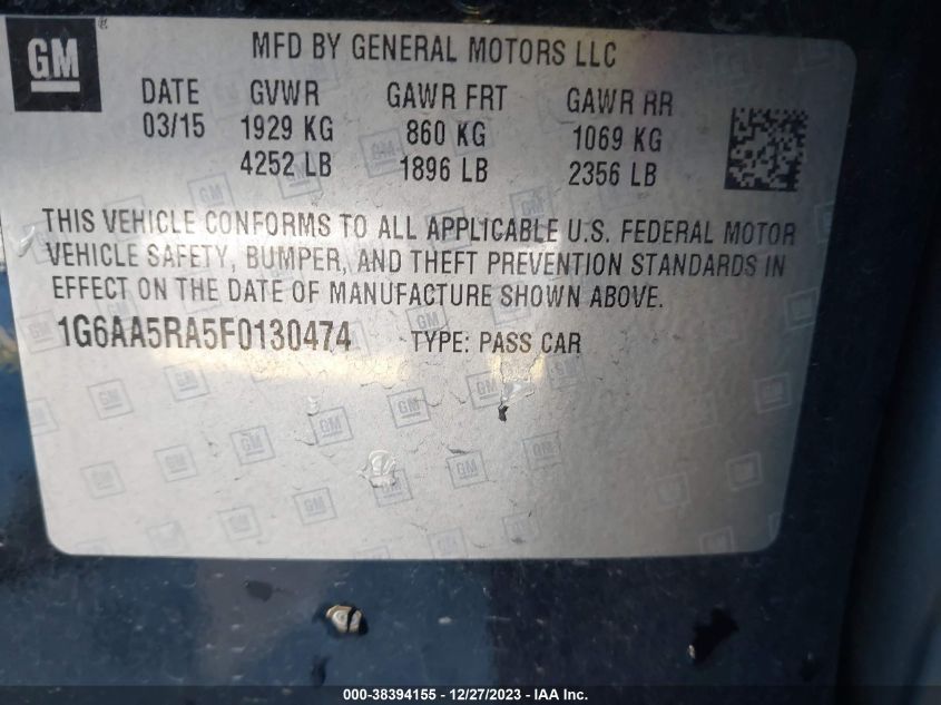 2015 CADILLAC ATS STANDARD - 1G6AA5RA5F0130474