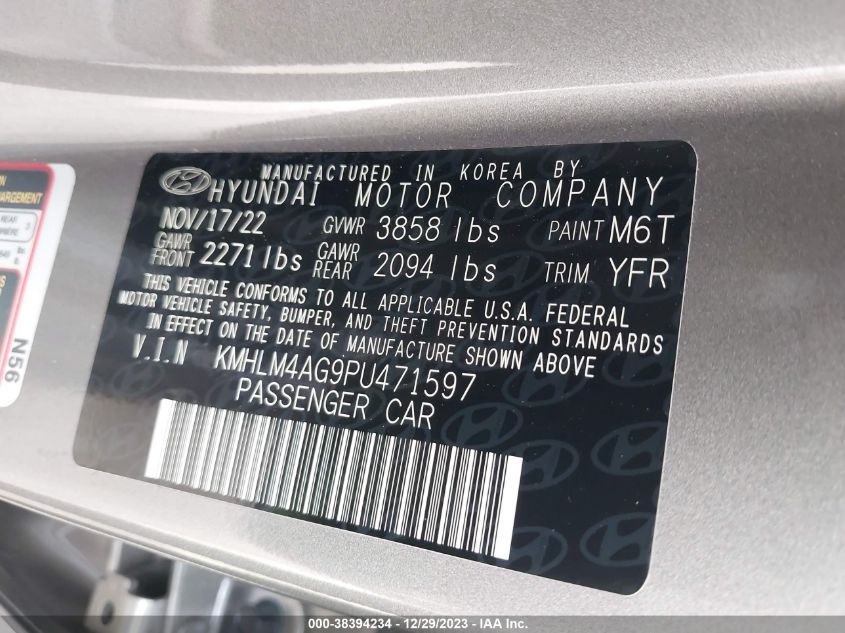 2023 HYUNDAI ELANTRA SEL - KMHLM4AG9PU471597