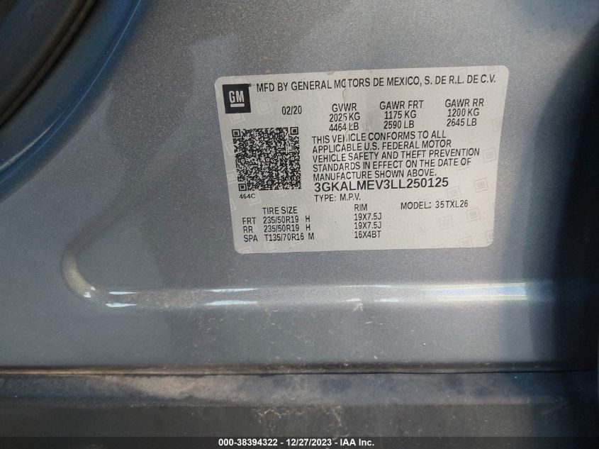 2020 GMC TERRAIN SLE - 3GKALMEV3LL250125