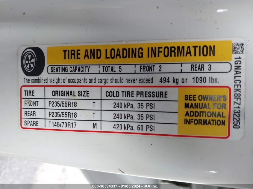 2015 CHEVROLET EQUINOX 2LT - 1GNALCEK8FZ132250