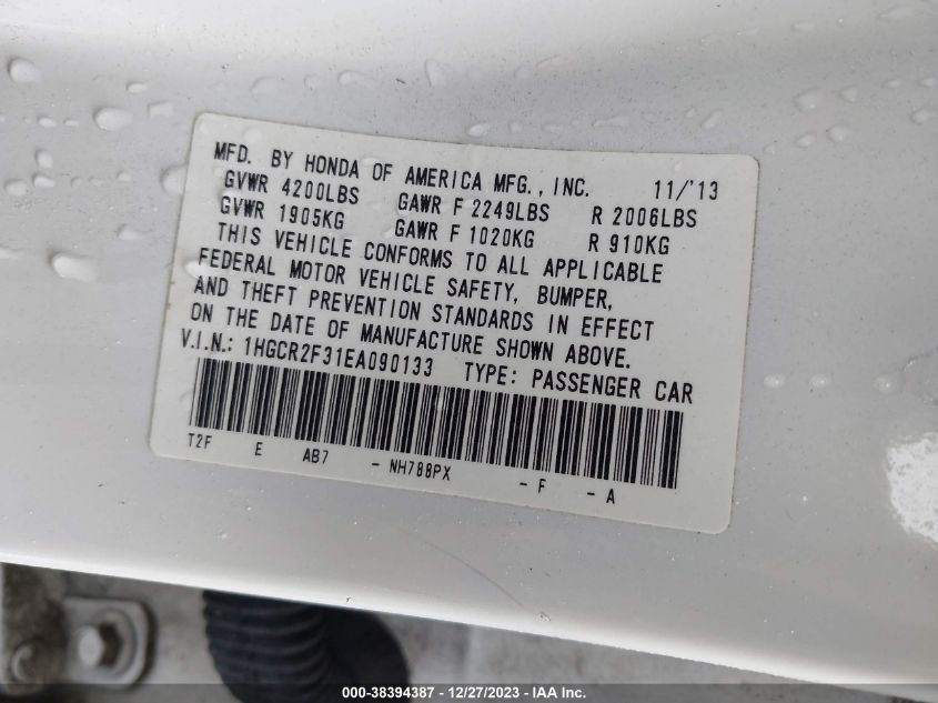 2014 HONDA ACCORD LX - 1HGCR2F31EA090133