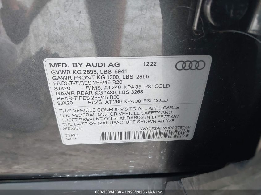 WA1F2AFY3P2075159 2023 AUDI Q5, photo no. 9