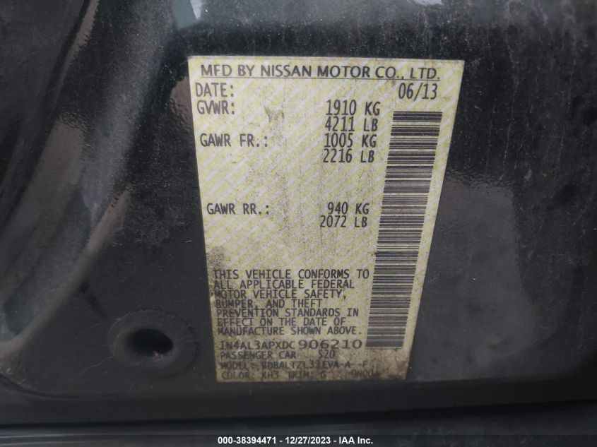 2013 NISSAN ALTIMA 2.5 SV - 1N4AL3APXDC906210