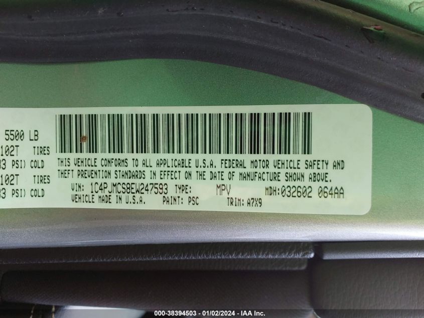 2014 JEEP CHEROKEE LATITUDE - 1C4PJMCS8EW247593