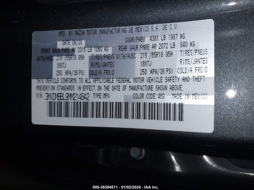2021 MAZDA CX-30 SELECT - 3MVDMBBL9MM214642