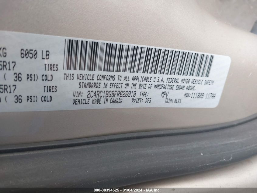 2015 CHRYSLER TOWN & COUNTRY TOURING - 2C4RC1BG9FR626918