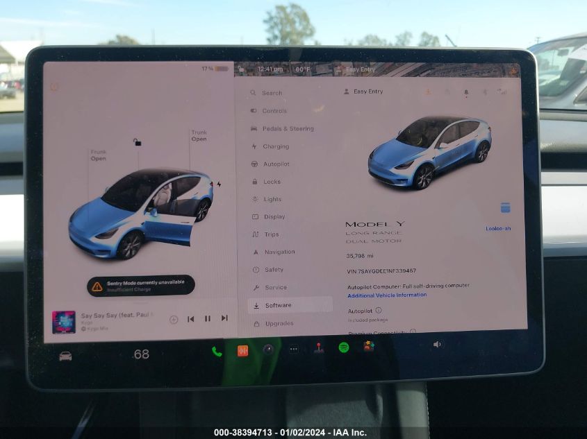 2022 TESLA MODEL Y LONG RANGE DUAL MOTOR ALL-WHEEL DRIVE - 7SAYGDEE1NF339467