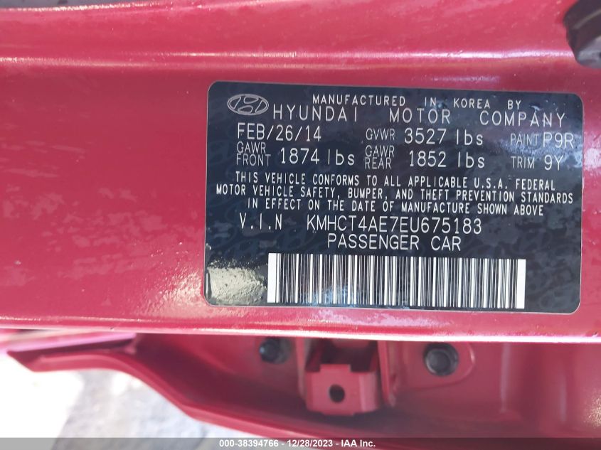 2014 HYUNDAI ACCENT GLS - KMHCT4AE7EU675183