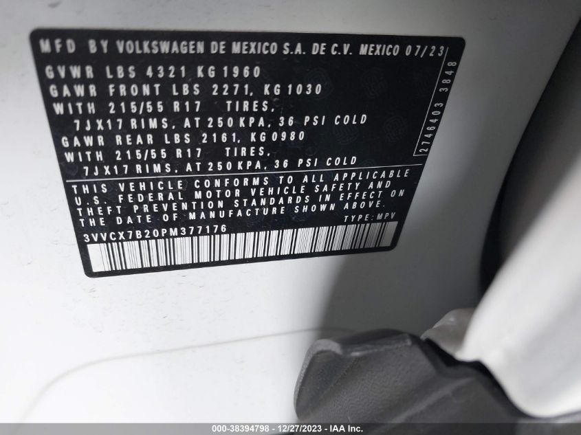 2023 VOLKSWAGEN TAOS S - 3VVCX7B20PM377176