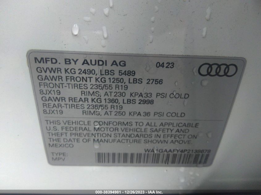 WA1GAAFY4P2138678 2023 AUDI Q5, photo no. 9