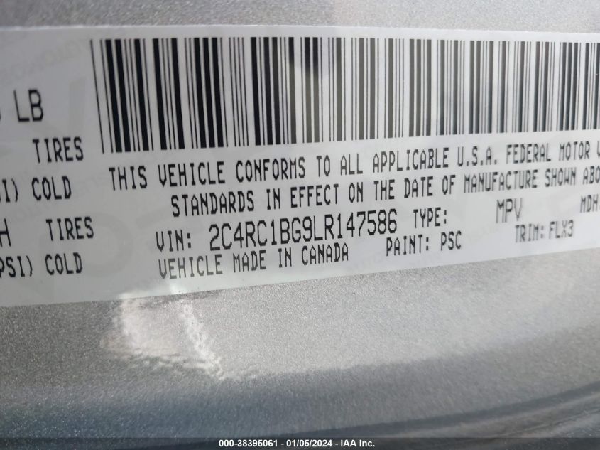 VIN 2C4RC1BG9LR147586 2020 CHRYSLER PACIFICA TOURING L