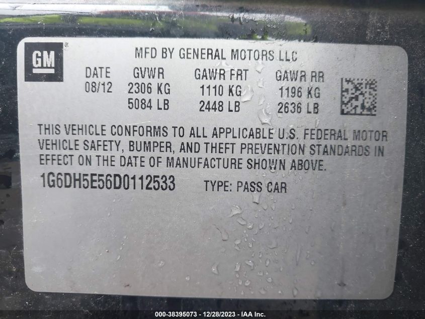 2013 CADILLAC CTS LUXURY - 1G6DH5E56D0112533