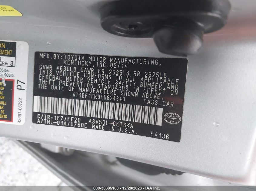 2014 TOYOTA CAMRY SE - 4T1BF1FK9EU824340