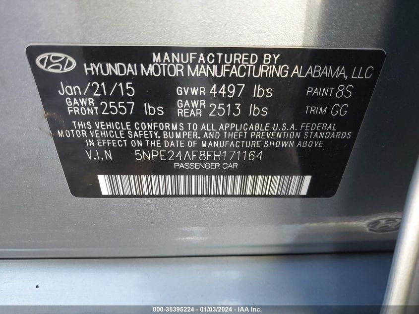 2015 HYUNDAI SONATA SE - 5NPE24AF8FH171164