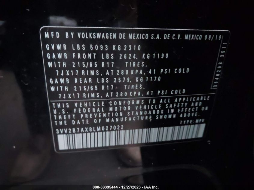2020 VOLKSWAGEN TIGUAN SE/SEL - 3VV2B7AX8LM027022