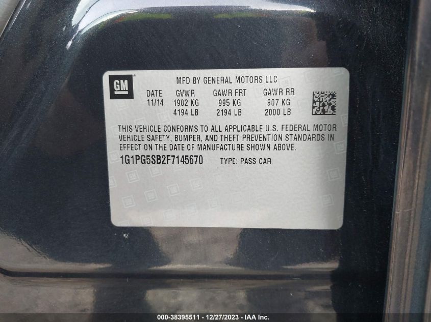 2015 CHEVROLET CRUZE LTZ - 1G1PG5SB2F7145670