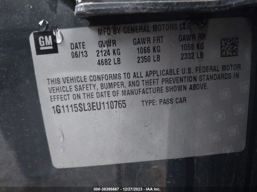 2014 CHEVROLET IMPALA LT - 1G1115SL3EU110765