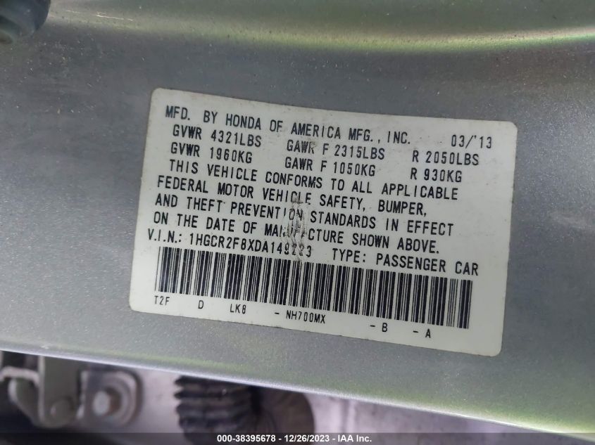 2013 HONDA ACCORD EX-L - 1HGCR2F8XDA149223