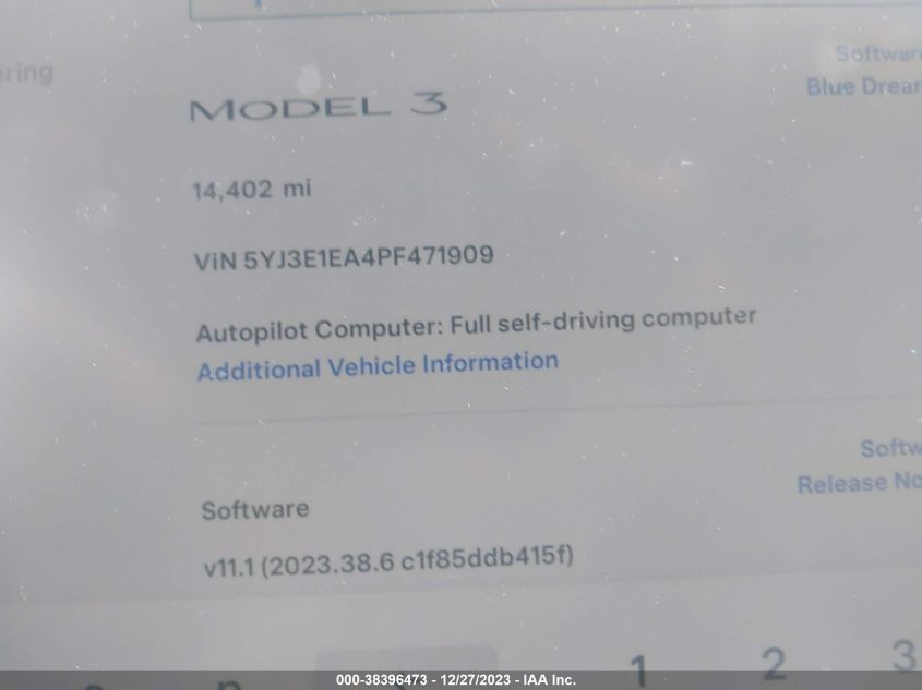 2023 TESLA MODEL 3 REAR-WHEEL DRIVE - 5YJ3E1EA4PF471909
