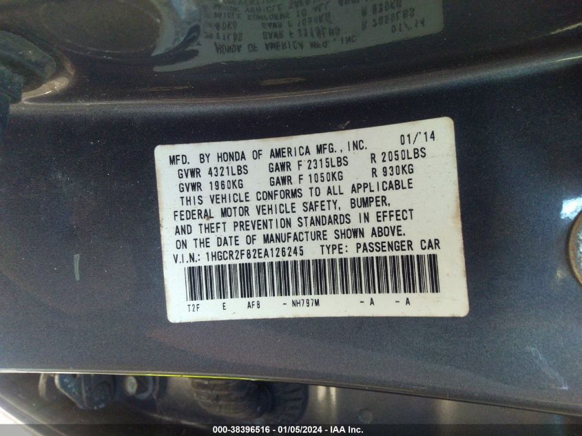 2014 HONDA ACCORD EX-L - 1HGCR2F82EA126245
