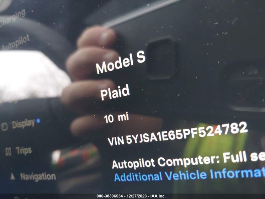 2023 TESLA MODEL S PLAID TRI MOTOR ALL-WHEEL DRIVE - 5YJSA1E65PF524782