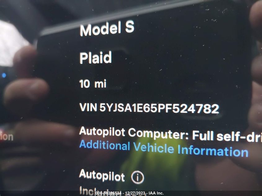 2023 TESLA MODEL S PLAID TRI MOTOR ALL-WHEEL DRIVE - 5YJSA1E65PF524782